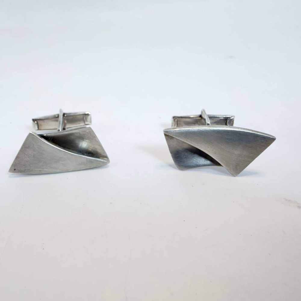 Vintage Mexican Sterling Silver Cufflinks Mid Century Modern Geometric Eagle 36